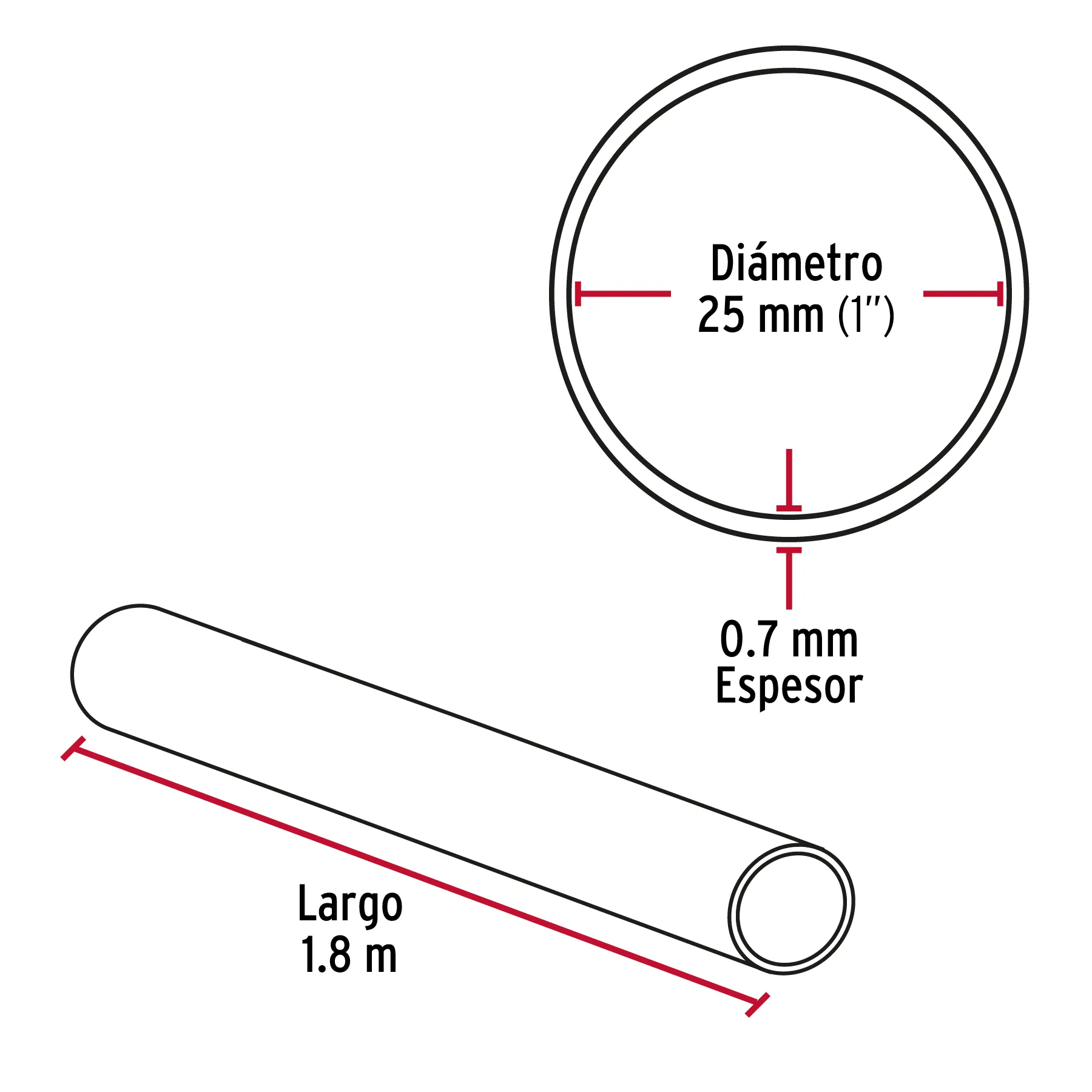 Tubo redondo para clóset, 1.8 m, acero cromado, HERMEX TR-518, Foto 3 Tienda en línea de herramientas Truper