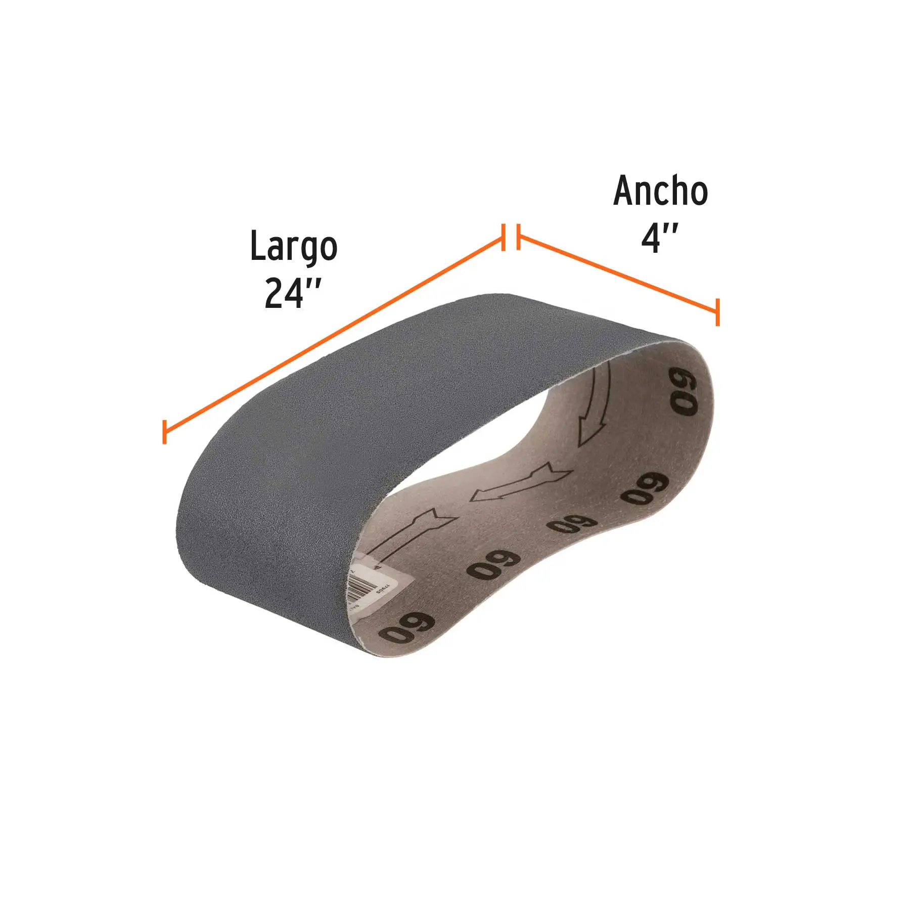 1 banda de lija 4 x 24', carburo de silicio grano 60, 5 pzs