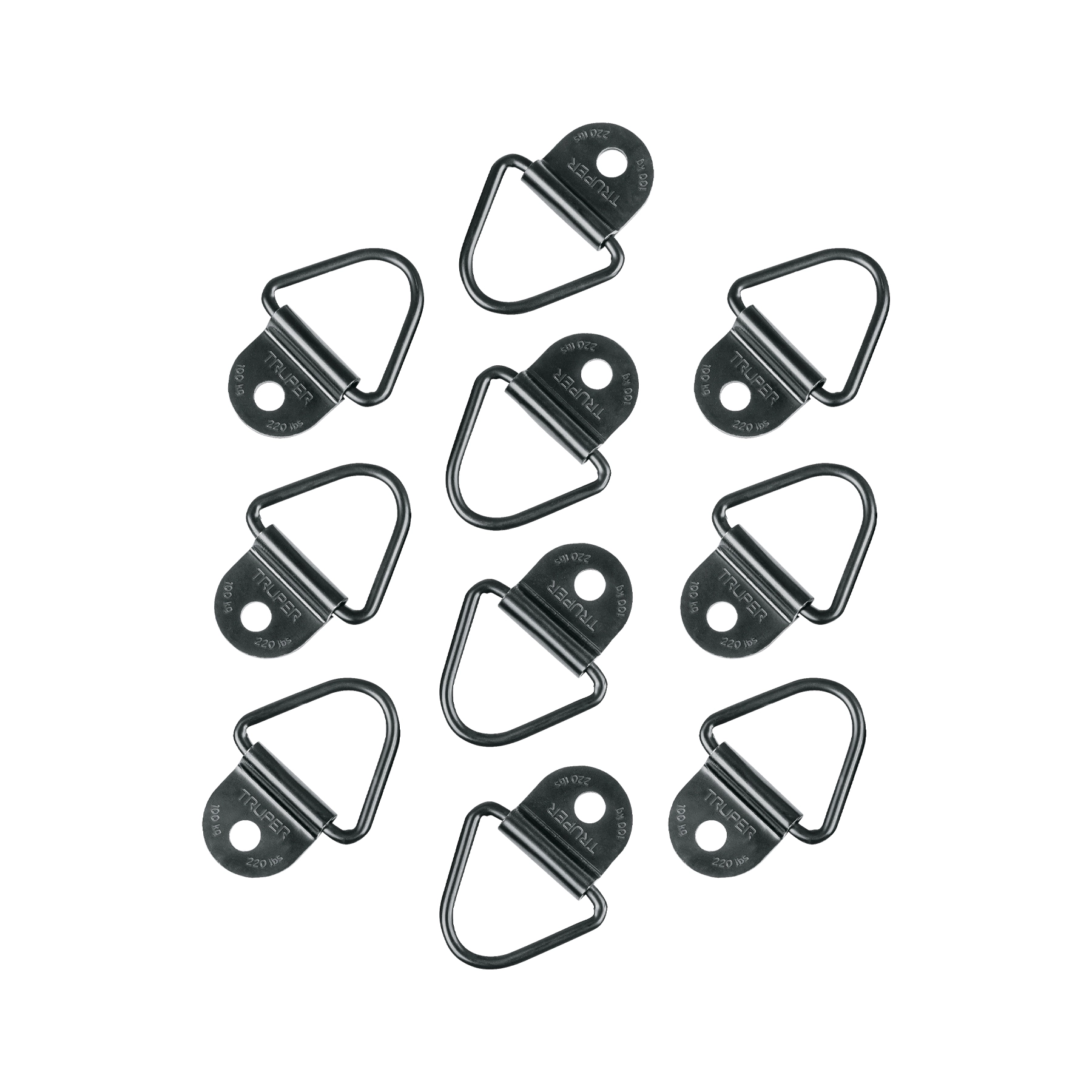 10 anclajes para amarre de carga, anillo en 'V' espesor 1/4'