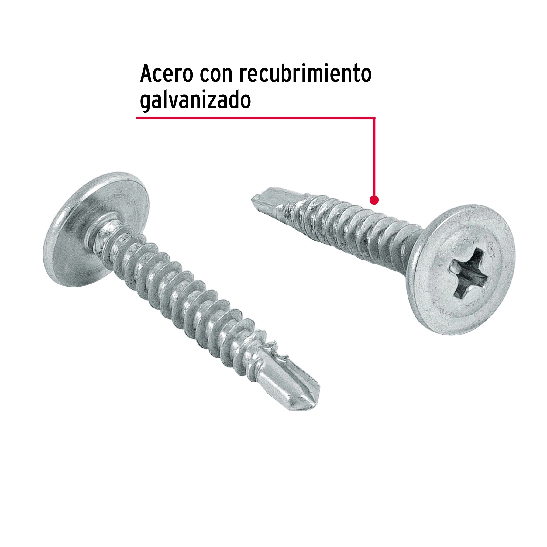 100 pijas #8 x 1' cabeza cruz K-LATH punta broca, FIERO