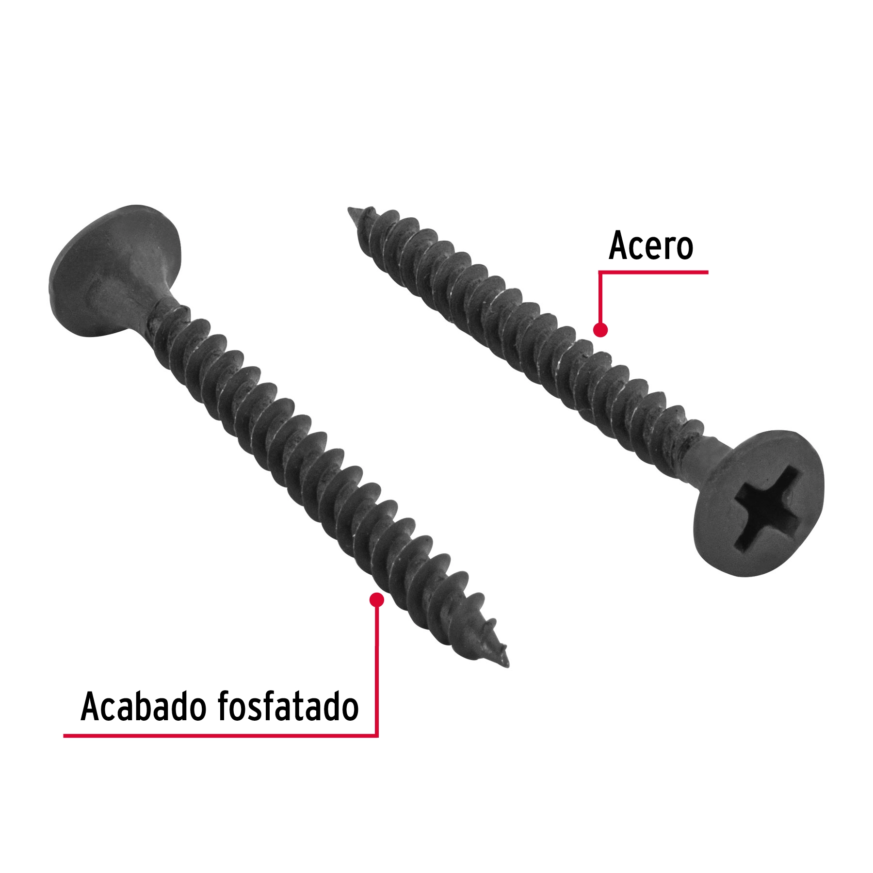 100pijas#6x1-1/2'cabeza plana phillips multiusos cuerda fina