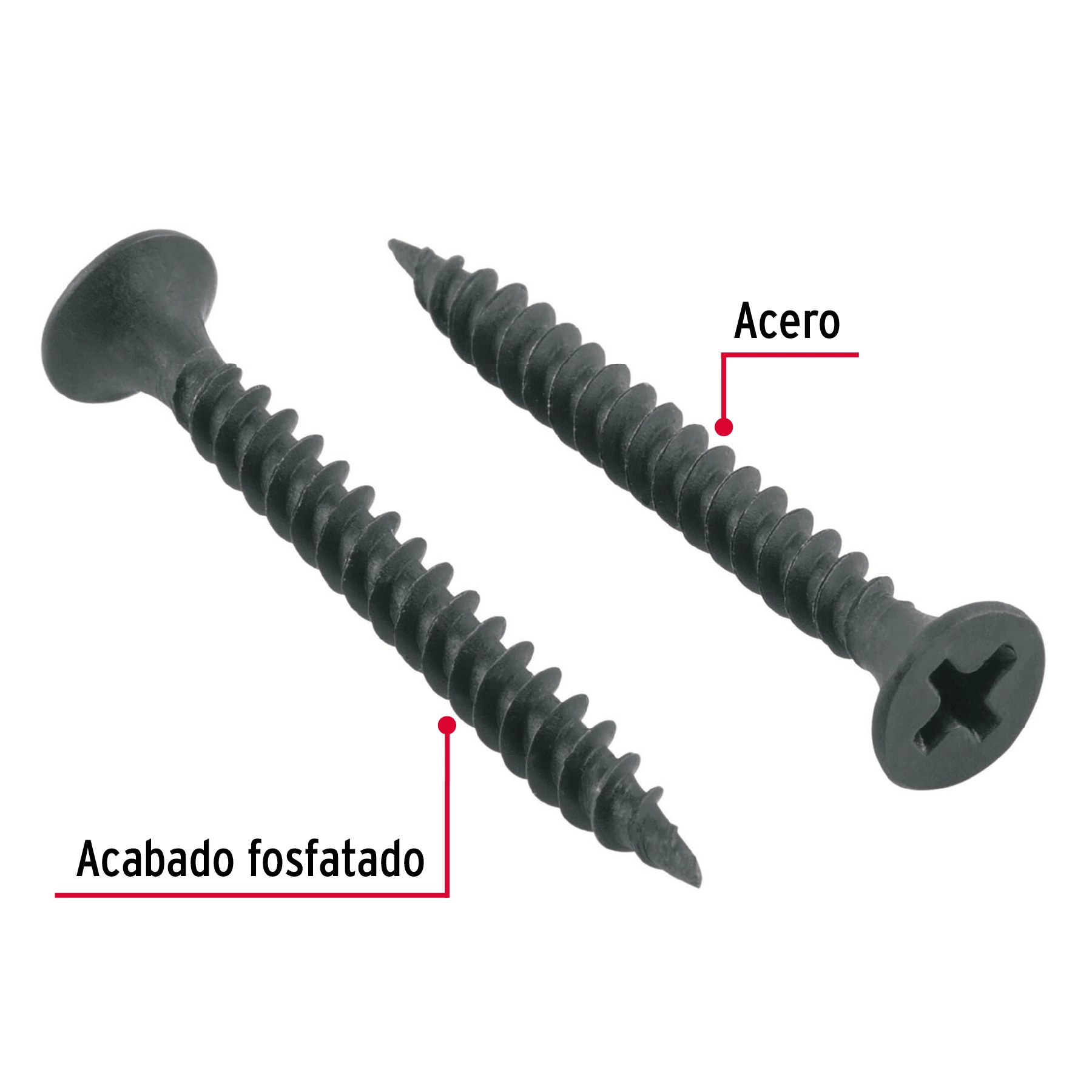 100pijas#6x1-1/4'cabeza plana phillips multiusos cuerda fina
