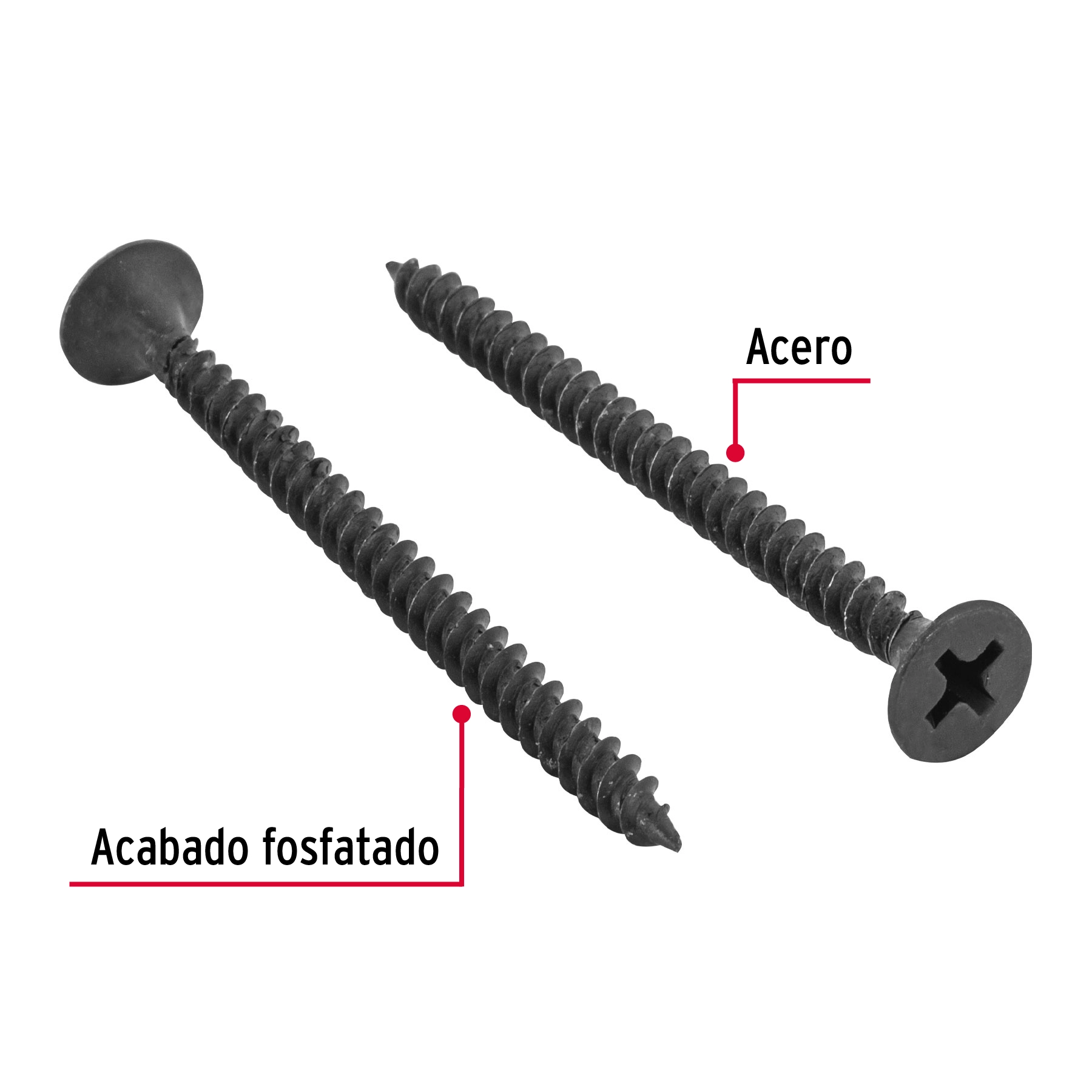 100pijas#6x1-5/8'cabeza plana phillips multiusos cuerda fina