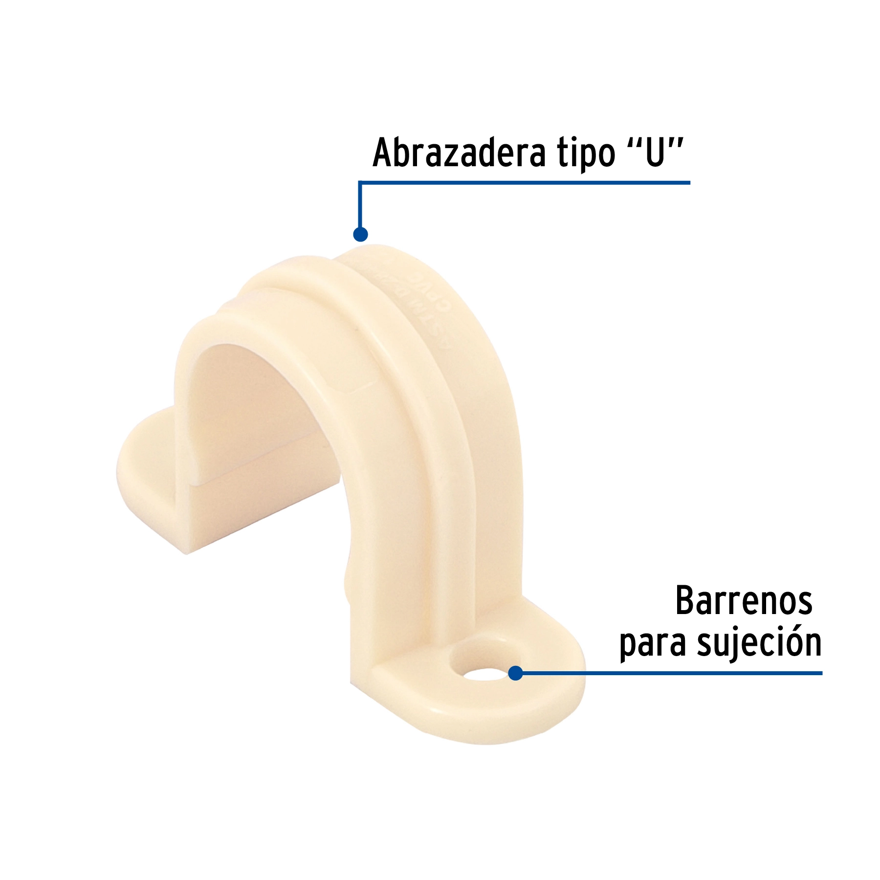 Abrazadera tipo 'U' de CPVC de 1/2', FOSET