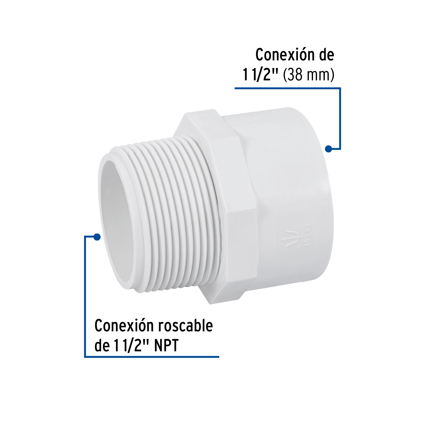 Adaptador macho de PVC de 1-1/2', FOSET