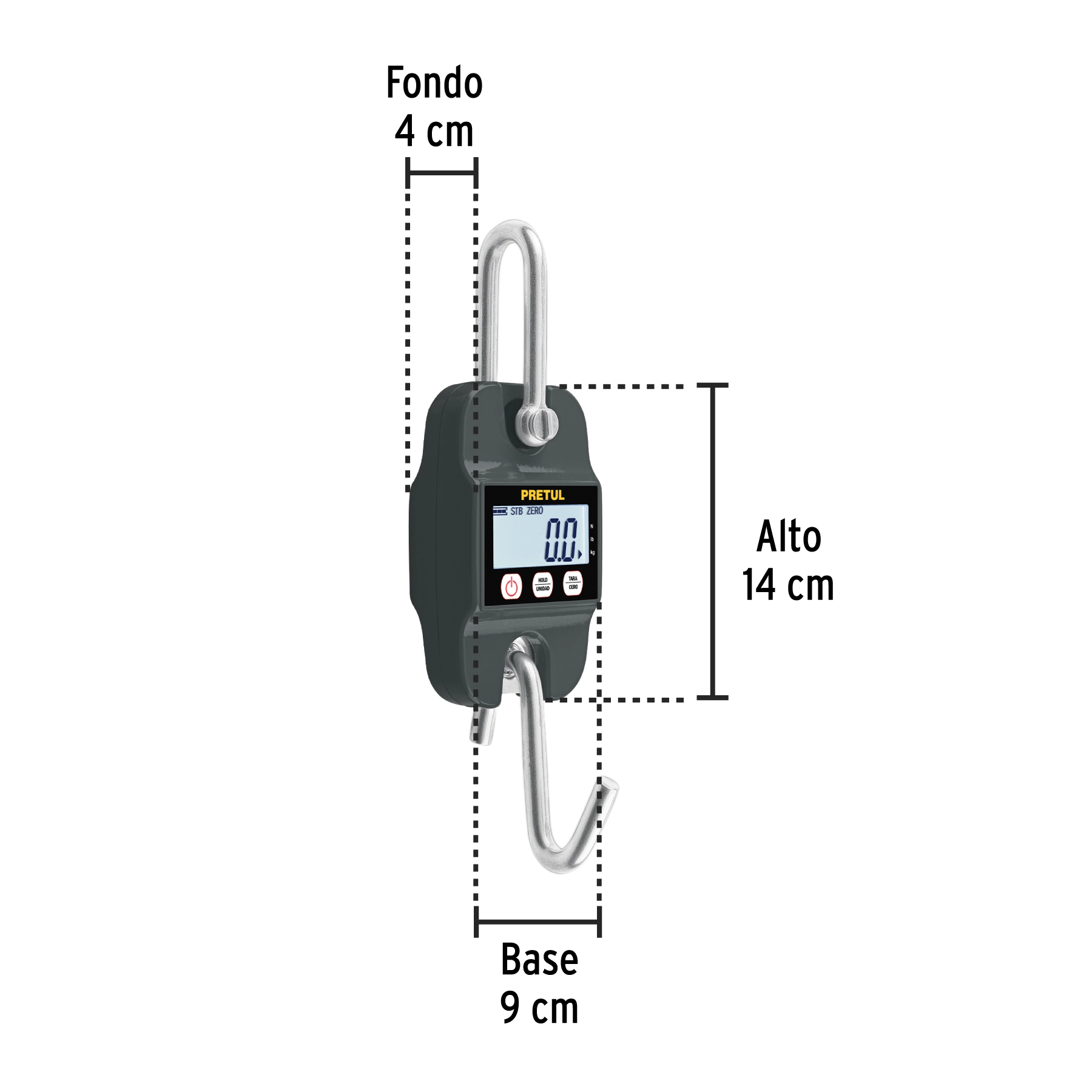 Báscula electrónica colgante, 300 kg, de pilas, PRETUL