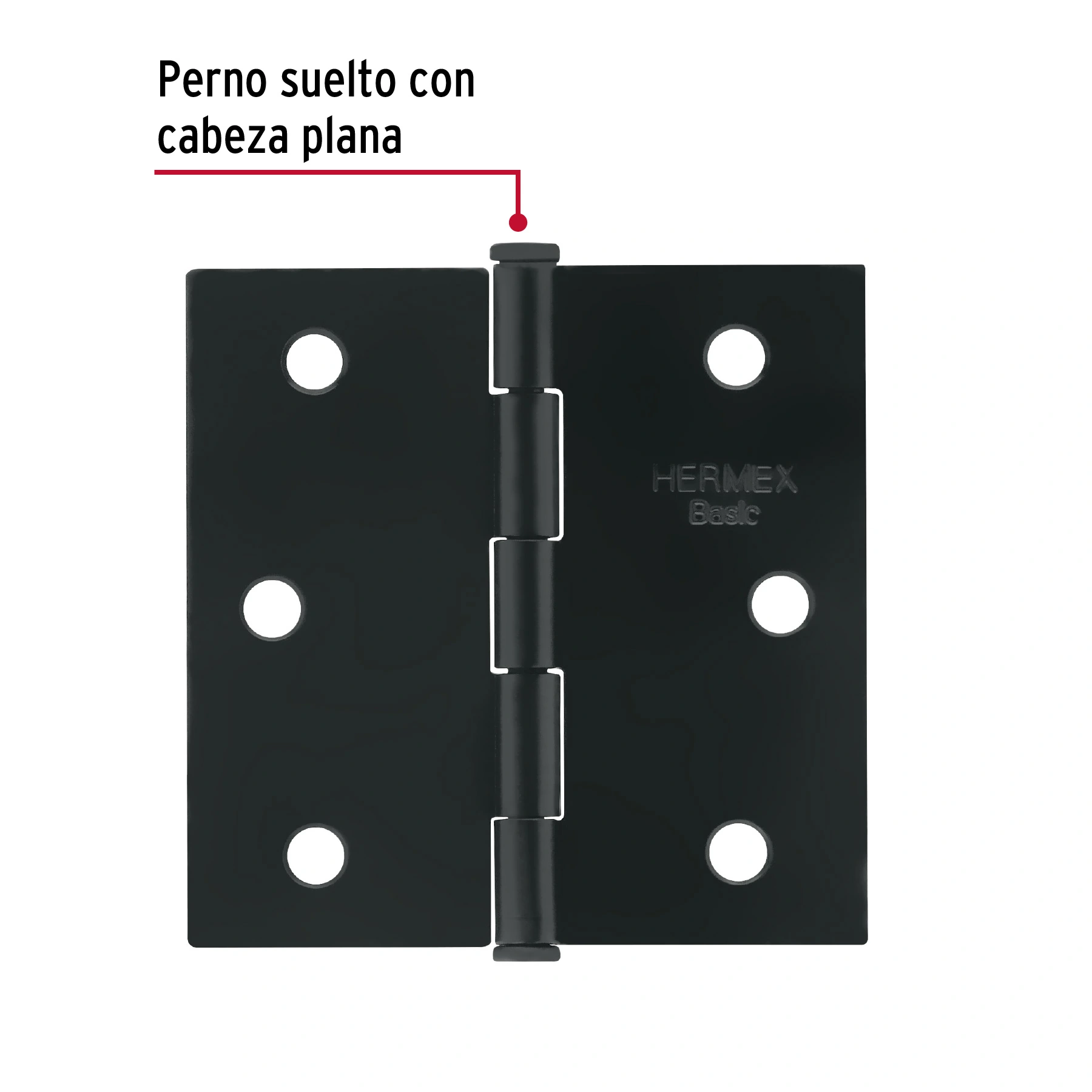 Bisagra cuadrada 2-1/2', acero negro mate cabeza plana BASIC