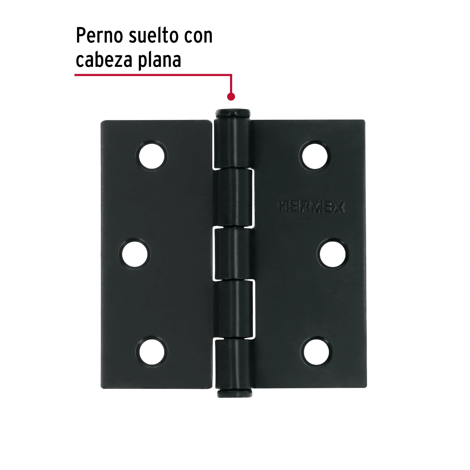 Bisagra cuadrada 2-1/2', acero negro mate, cabeza plana