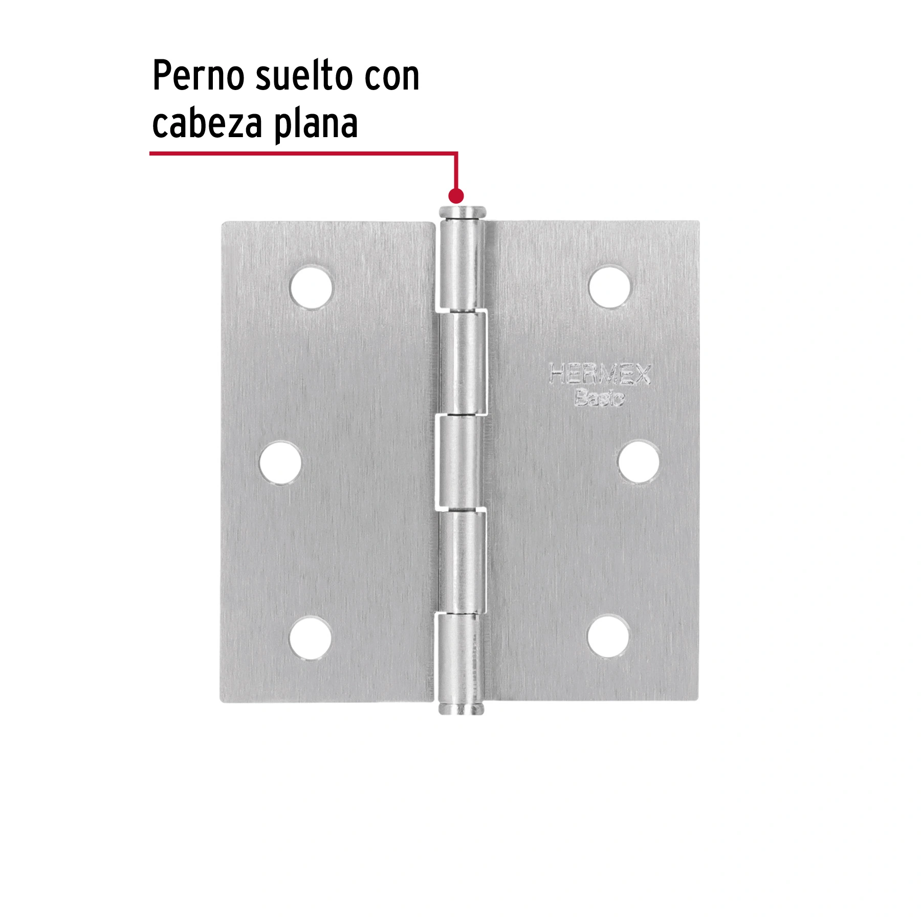 Bisagra cuadrada 2-1/2', acero satinado, cabeza plana, BASIC