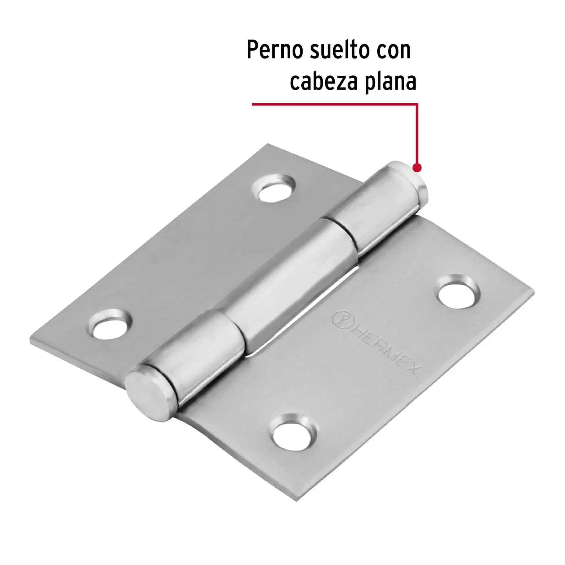 Bisagra cuadrada 2', acero inox, cabeza plana, HERMEX