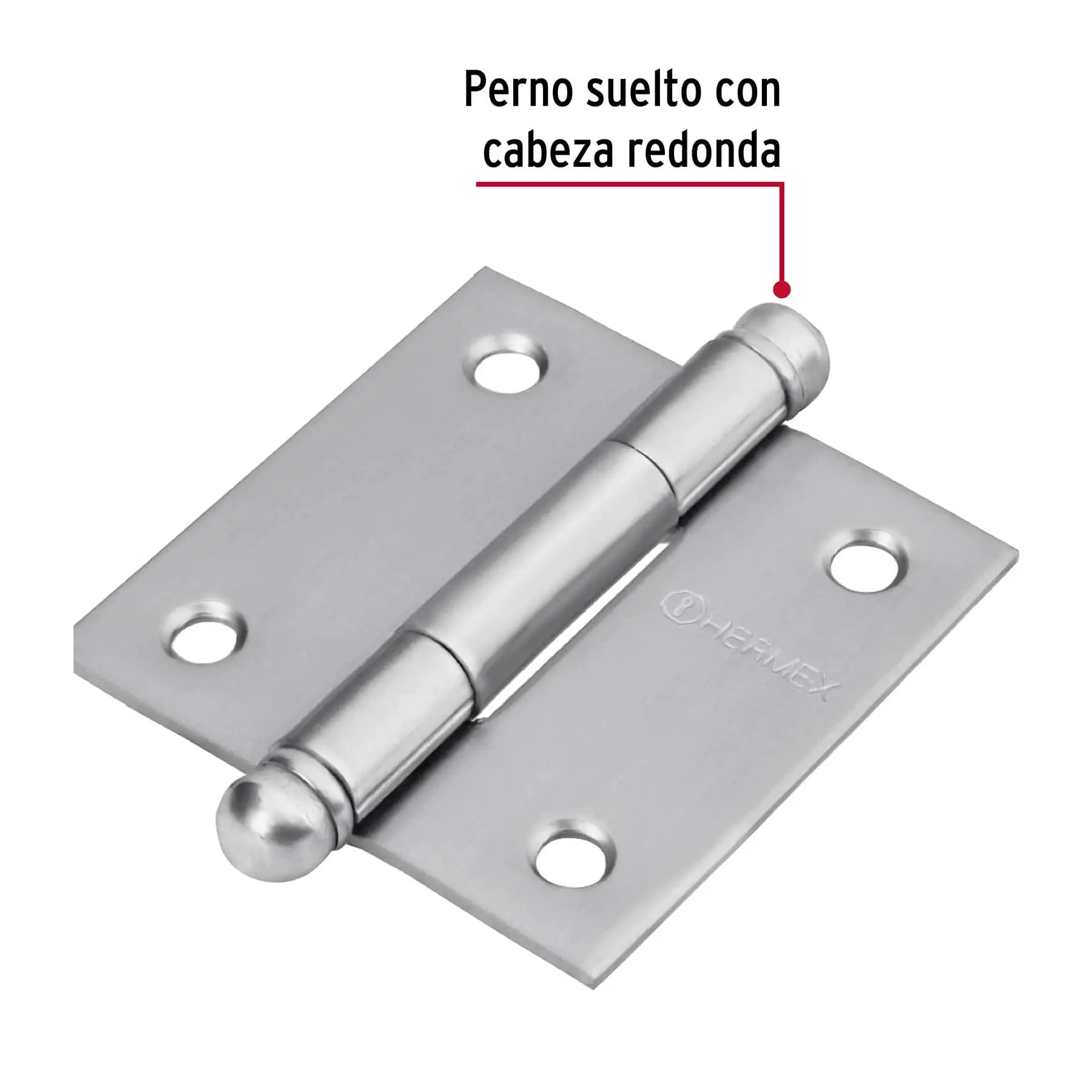 Bisagra cuadrada 2', acero inox, cabeza redonda, HERMEX