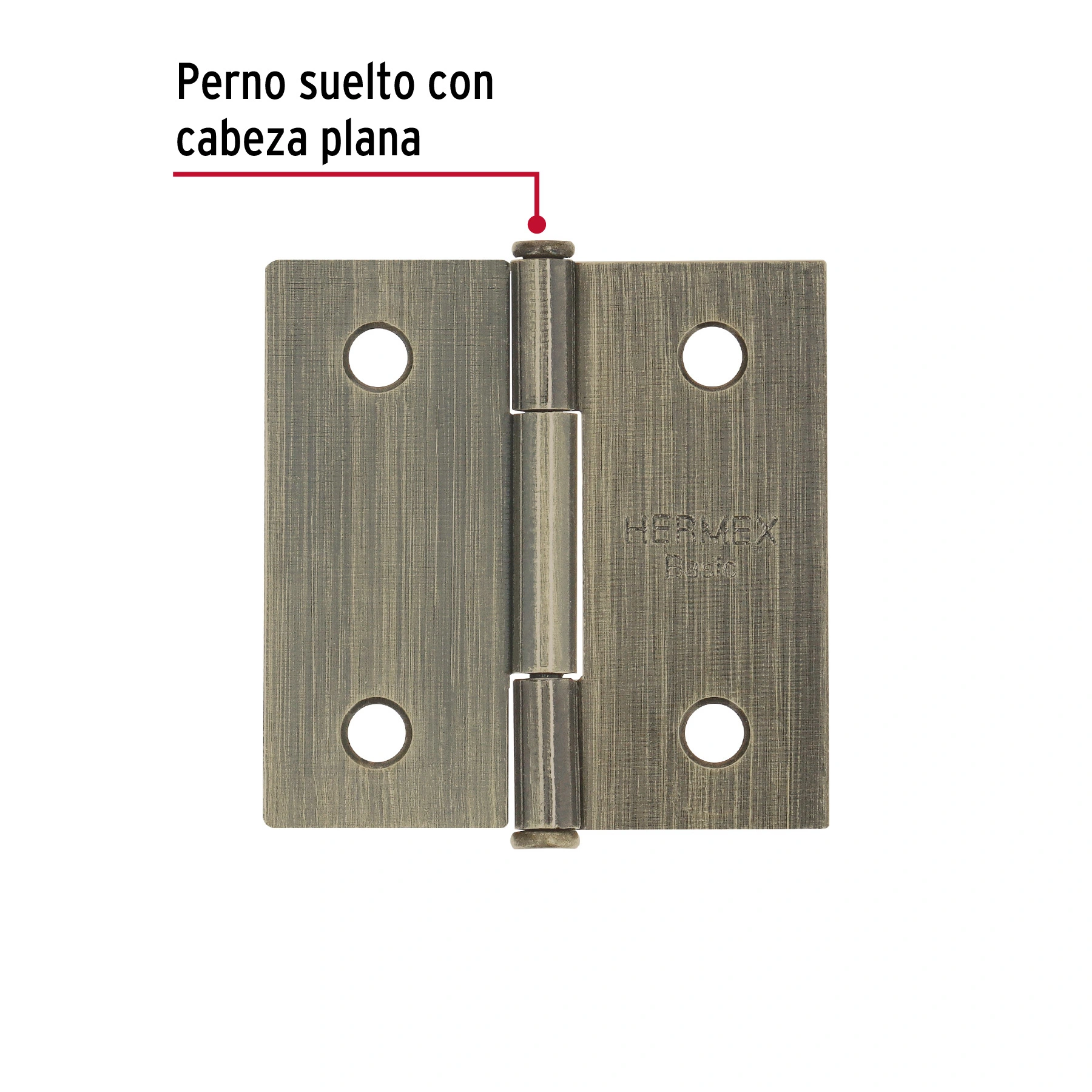 Bisagra cuadrada 2', latón antiguo, cabeza plana, BASIC