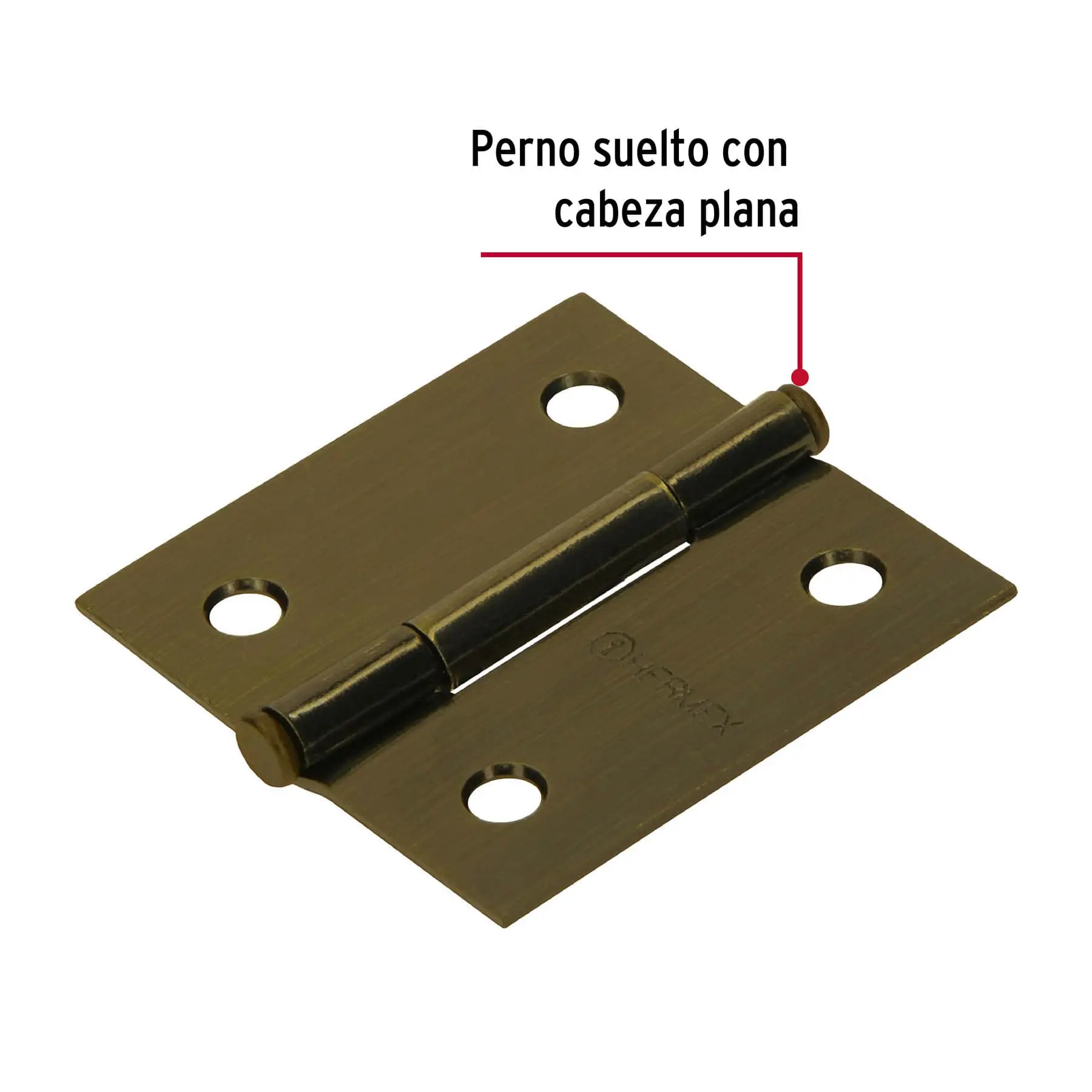 Bisagra cuadrada 2', latón antiguo, cabeza plana, HERMEX