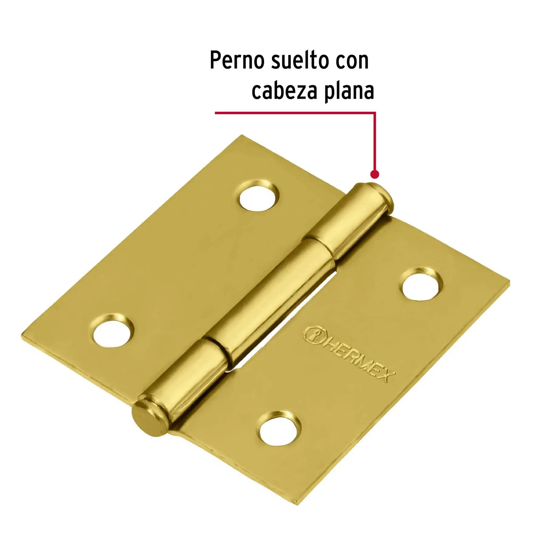 Bisagra cuadrada 2', acero latonado, cabeza plana, HERMEX