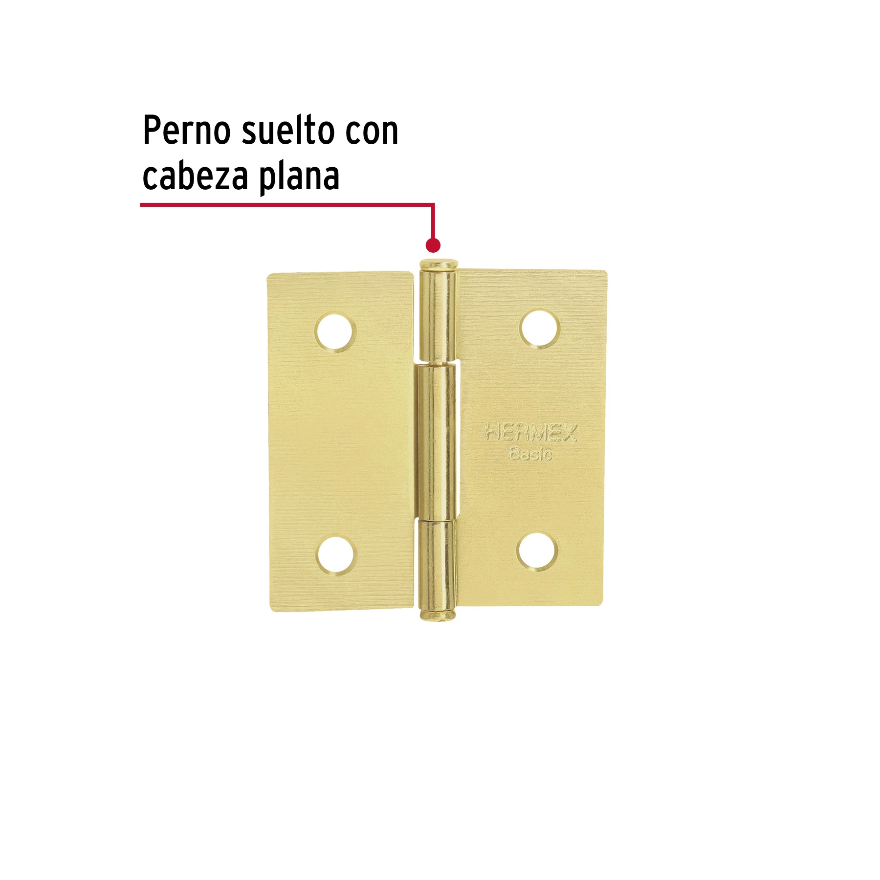 Bisagra cuadrada 2', acero latonado, cabeza plana, BASIC