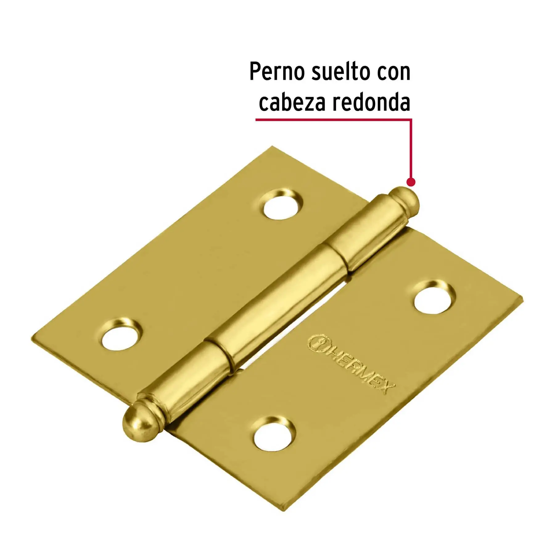 Bisagra cuadrada 2', acero latonado, cabeza redonda, HERMEX