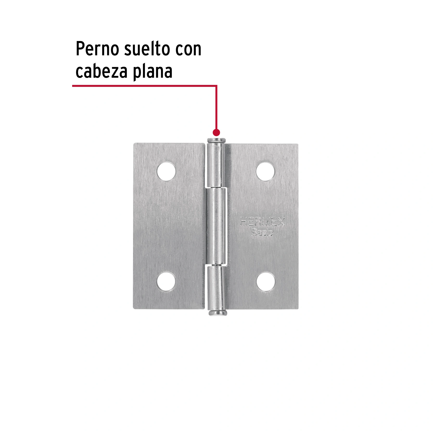 Bisagra cuadrada 2', acero satinado, cabeza plana, BASIC