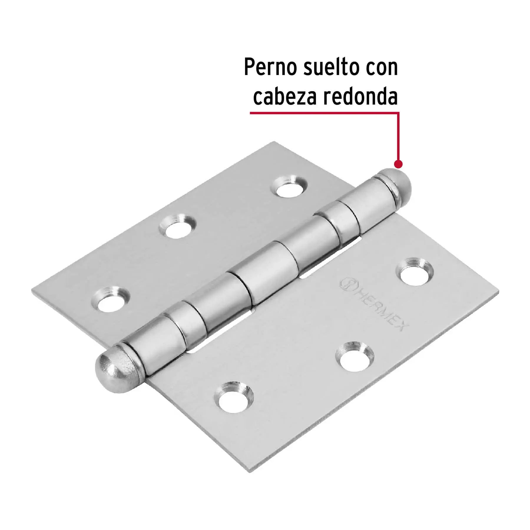 Bisagra cuadrada 3', acero inox, cabeza redonda, HERMEX