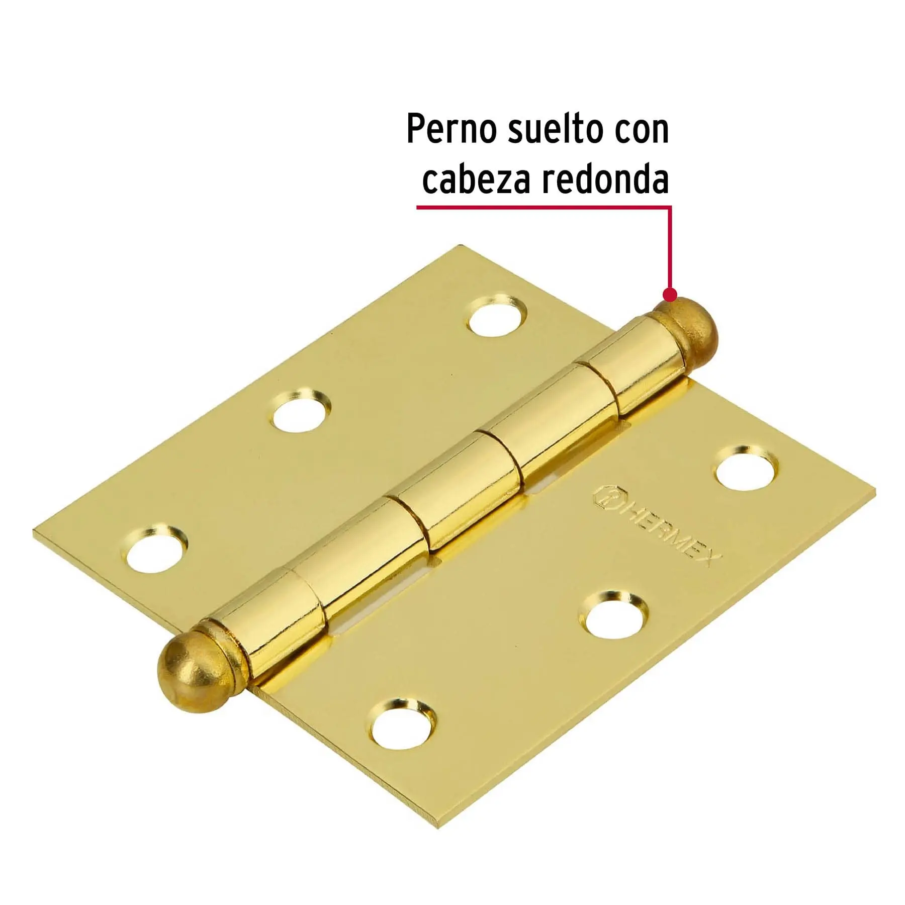 Bisagra cuadrada 3', acero latonado, cabeza redonda, HERMEX