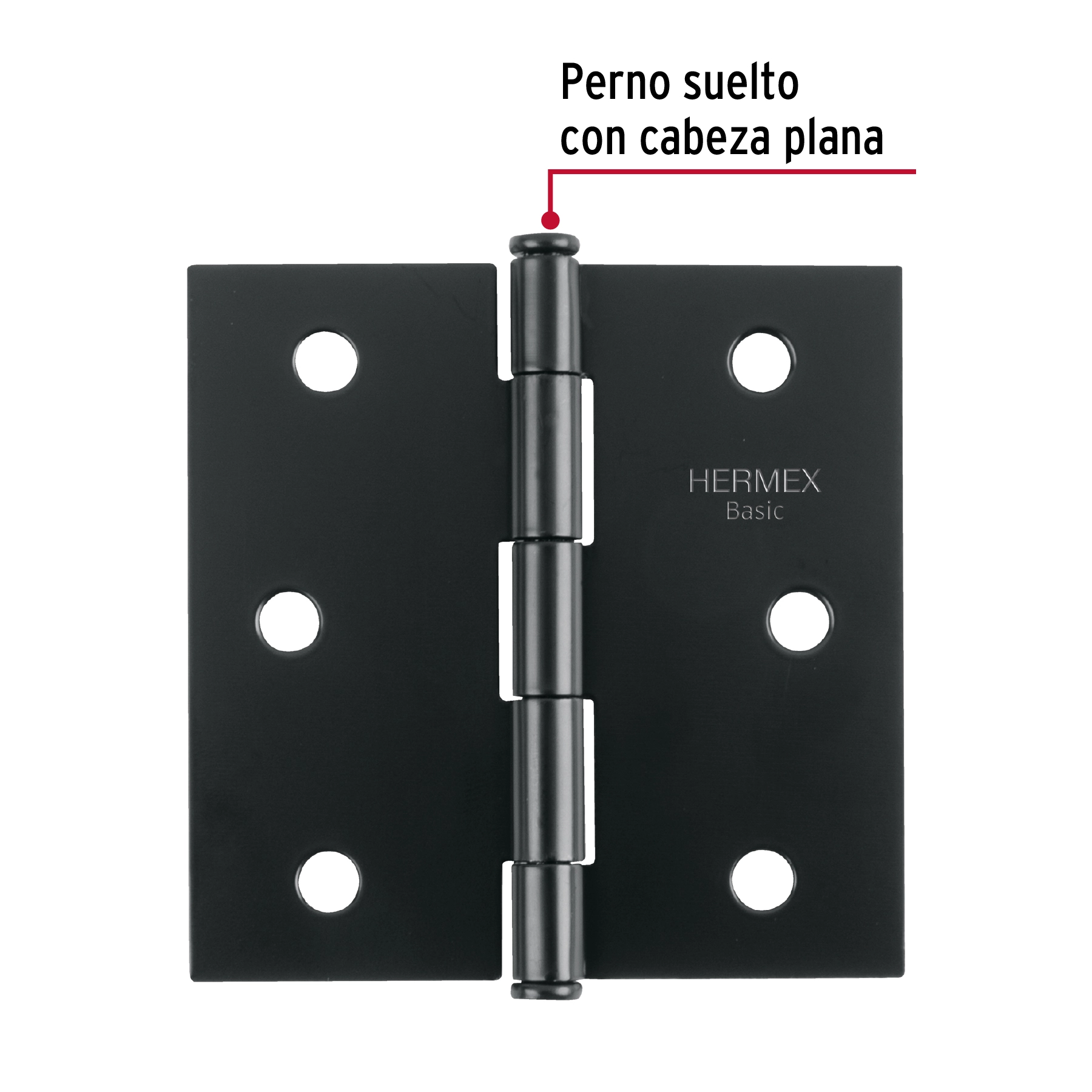 Bisagra cuadrada 3', acero negro mate, cabeza plana, BASIC