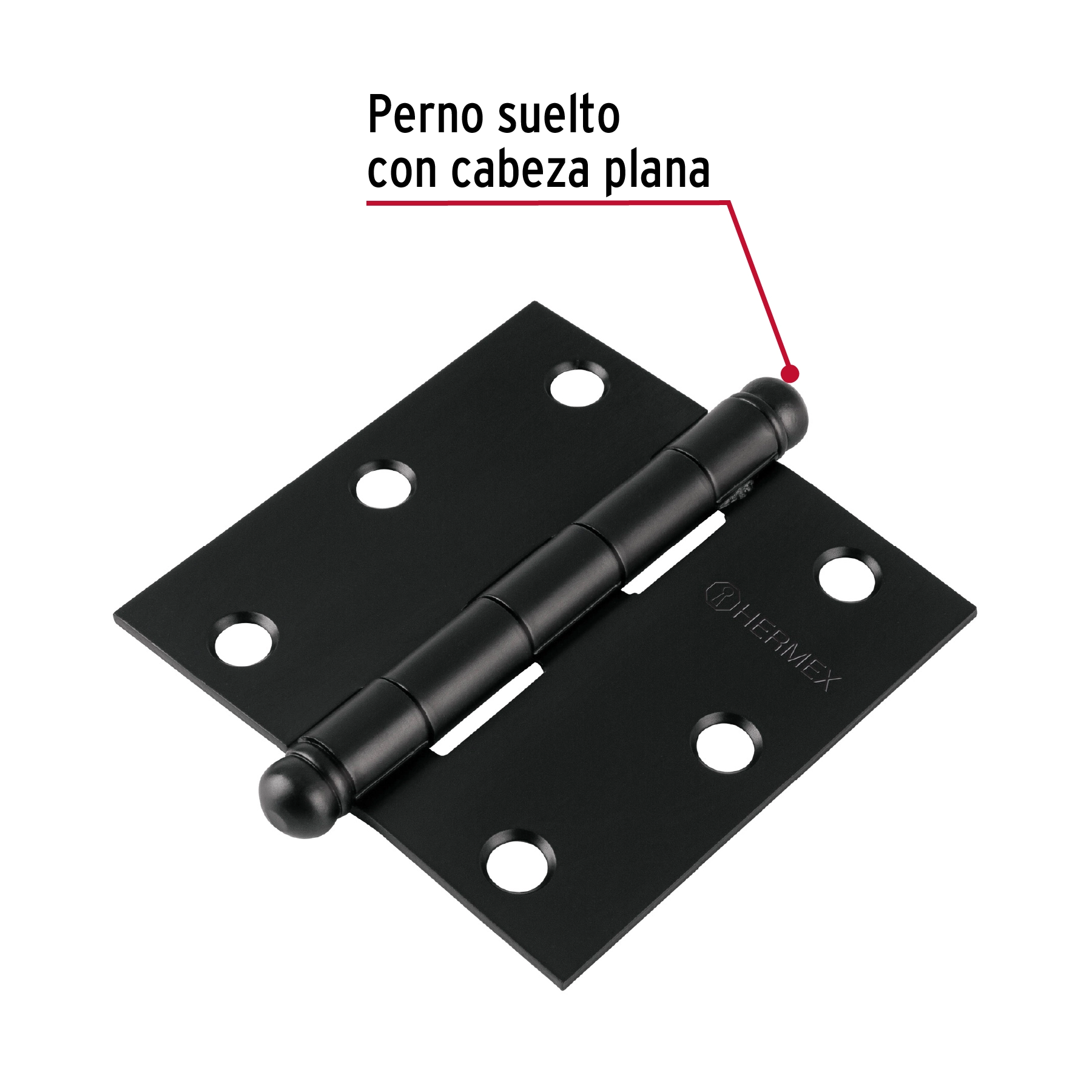 Bisagra cuadrada 3', acero negro mate, cabeza redonda HERMEX