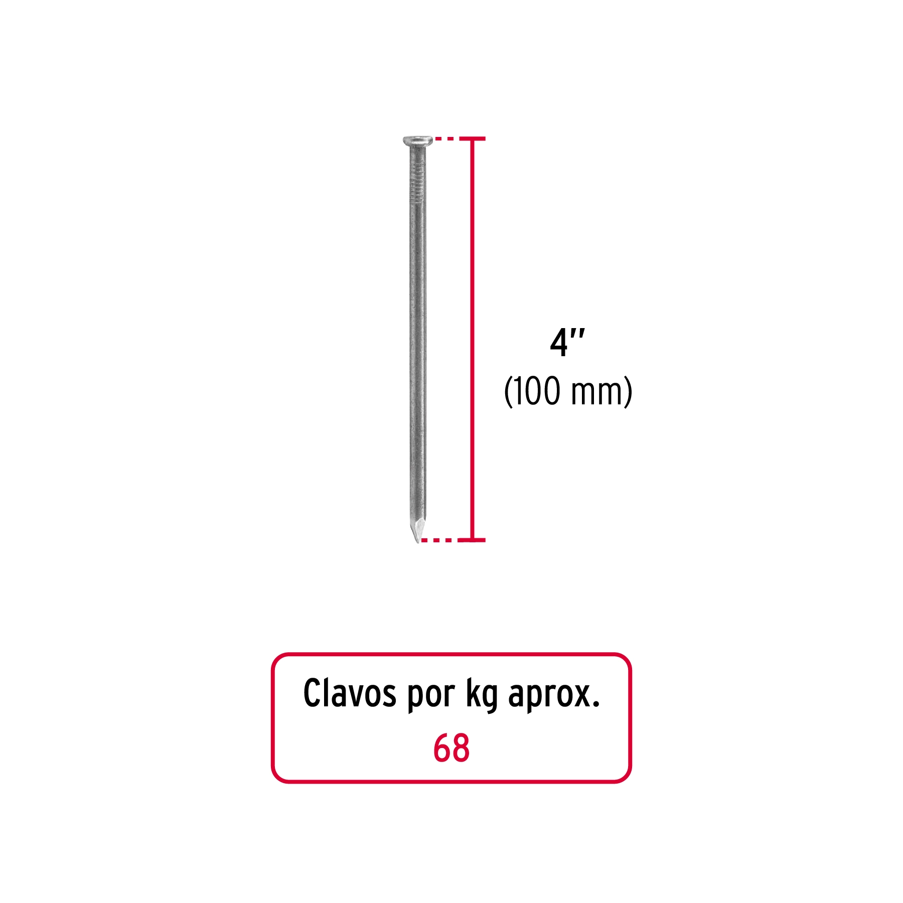 Bolsa con 1 kg de clavo estándar 4' con cabeza, FIERO