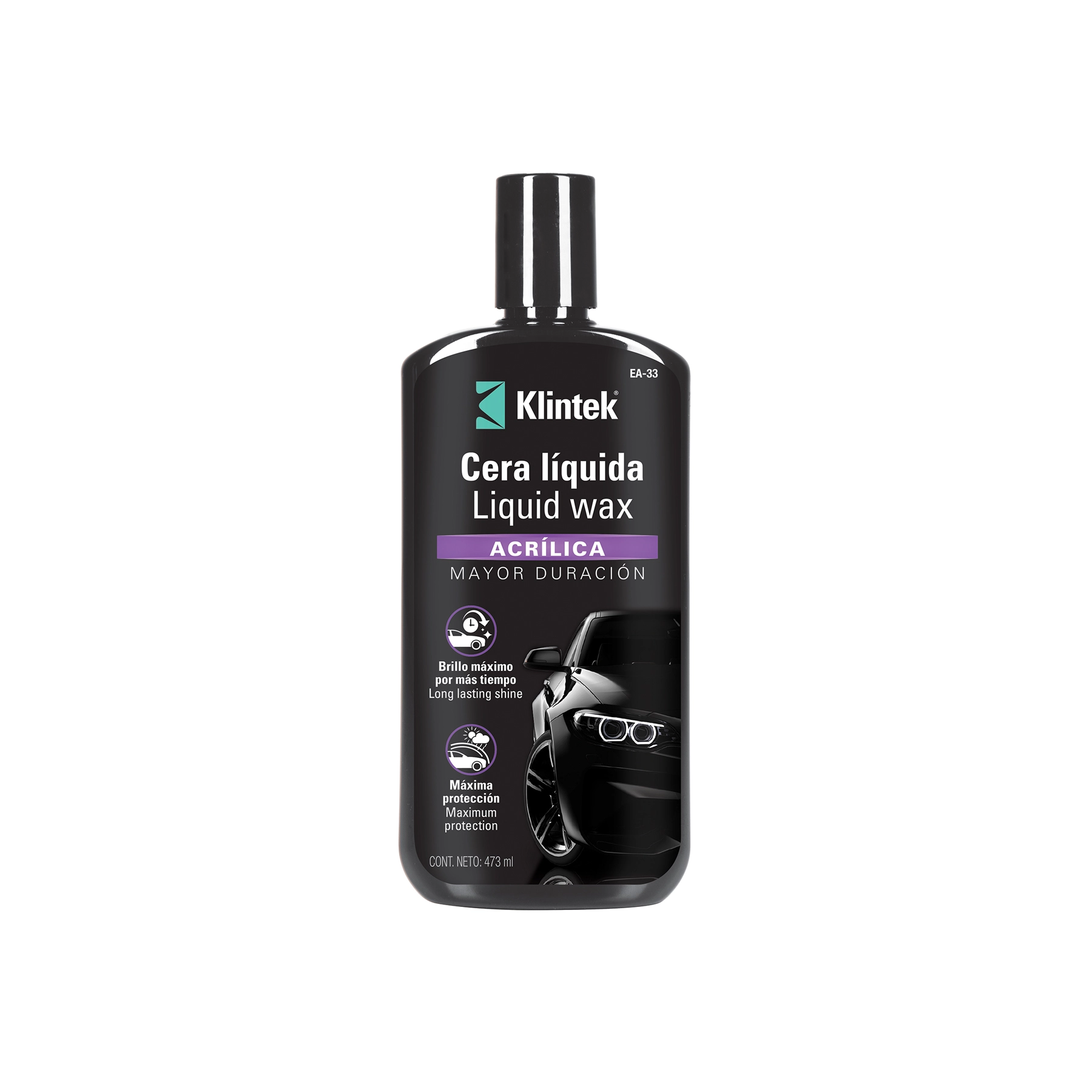 Cera líquida acrílica para auto, 473 ml, KLINTEK