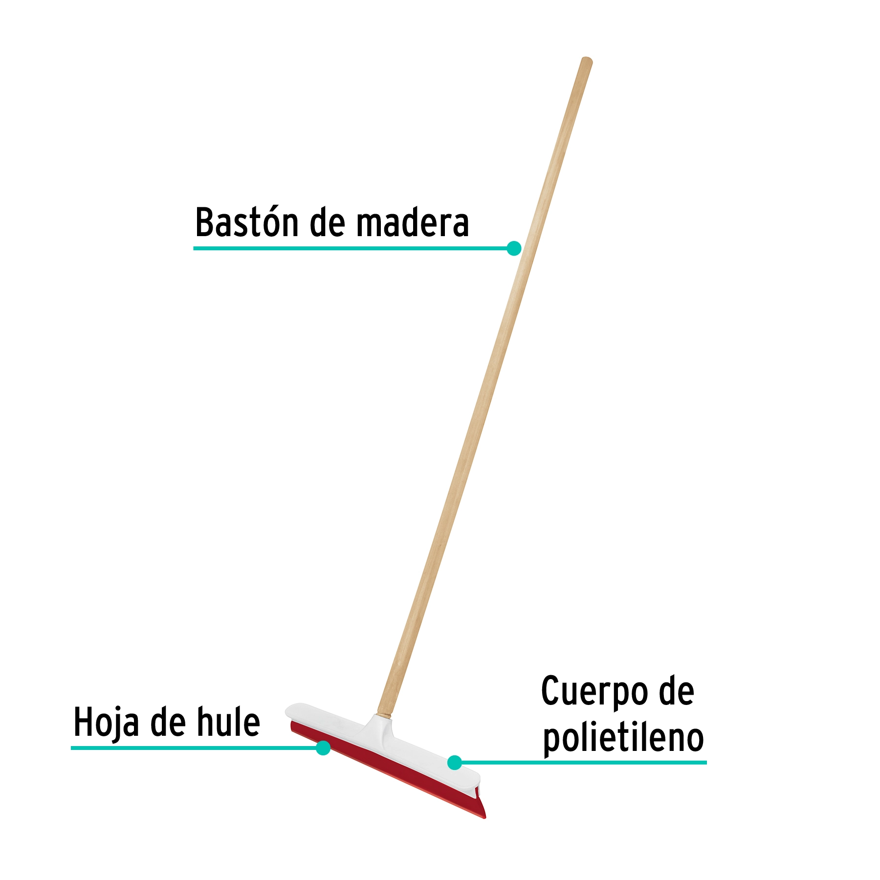 Jalador base plástico de 40 cm, con bastón de madera