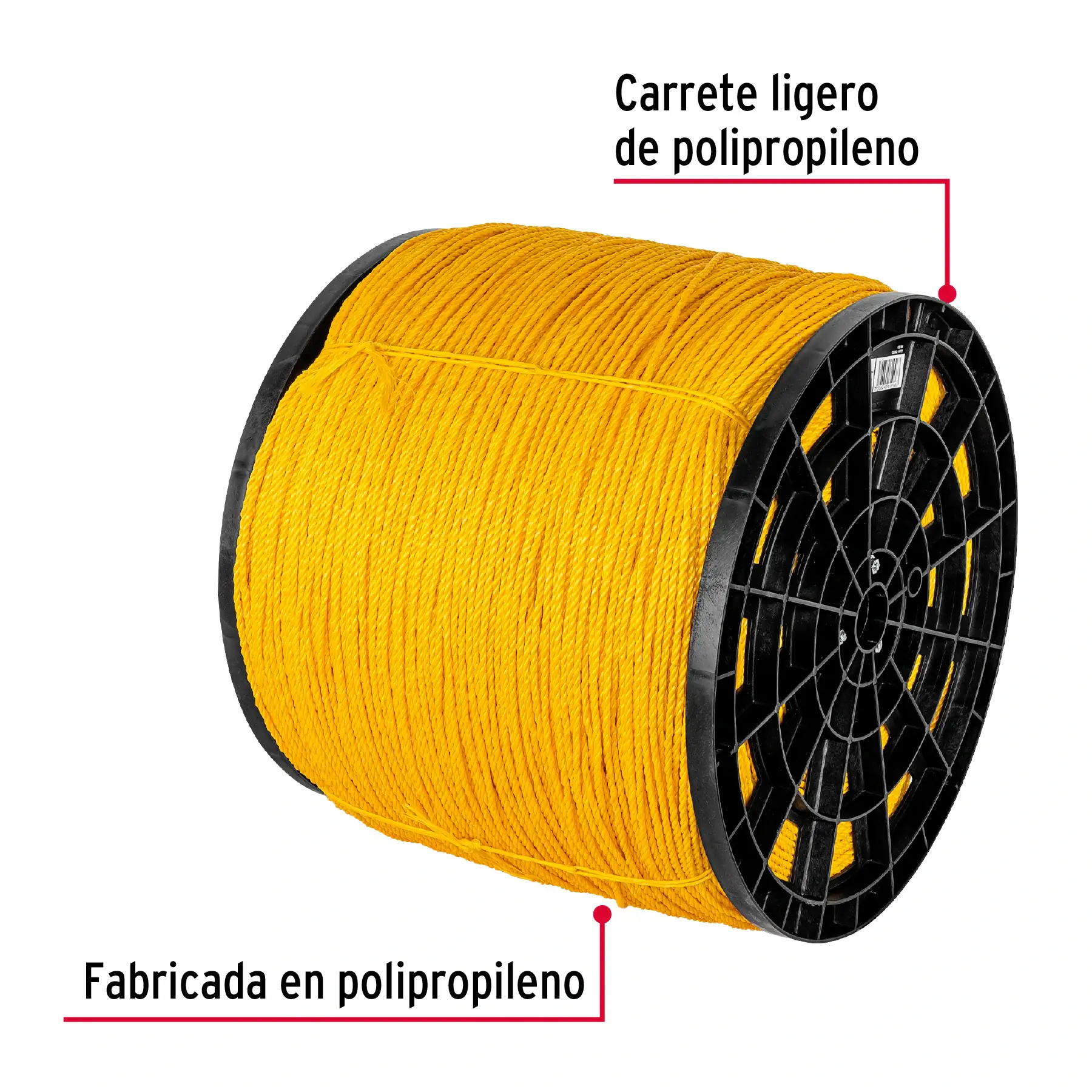 Kilo de cuerda amarilla de polipropileno 4mm, carrete 20 kg