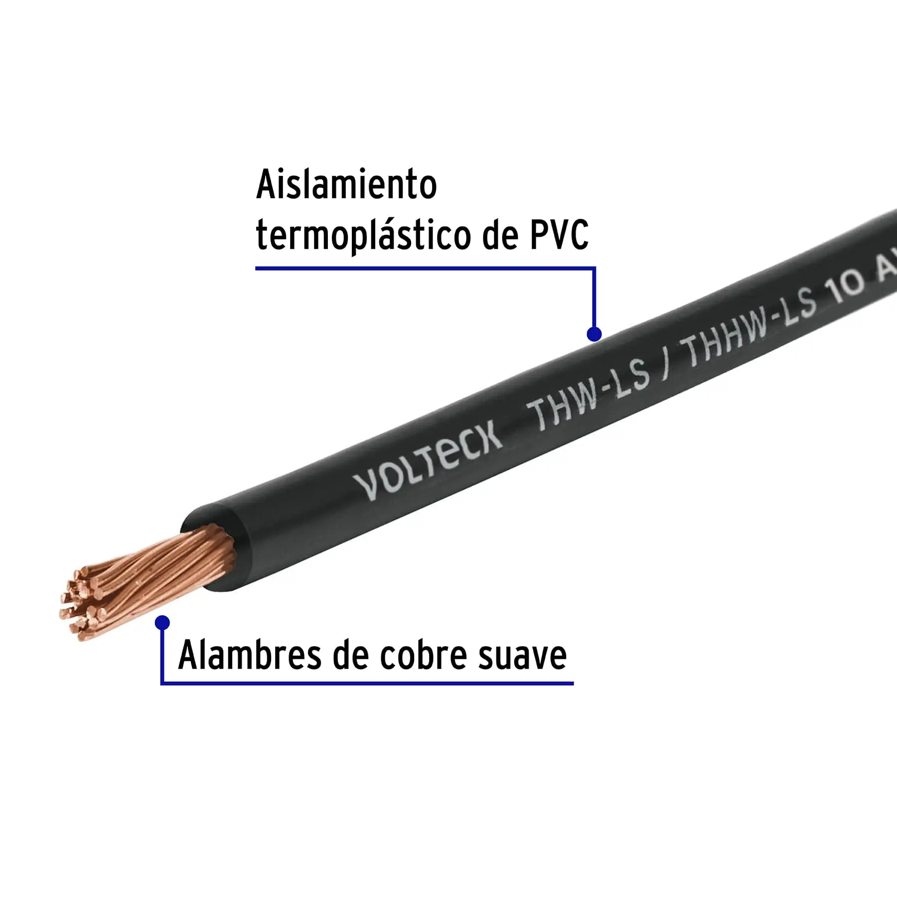 Rollo de 100 m de cable THHW-LS 10 AWG negro, VOLTECK