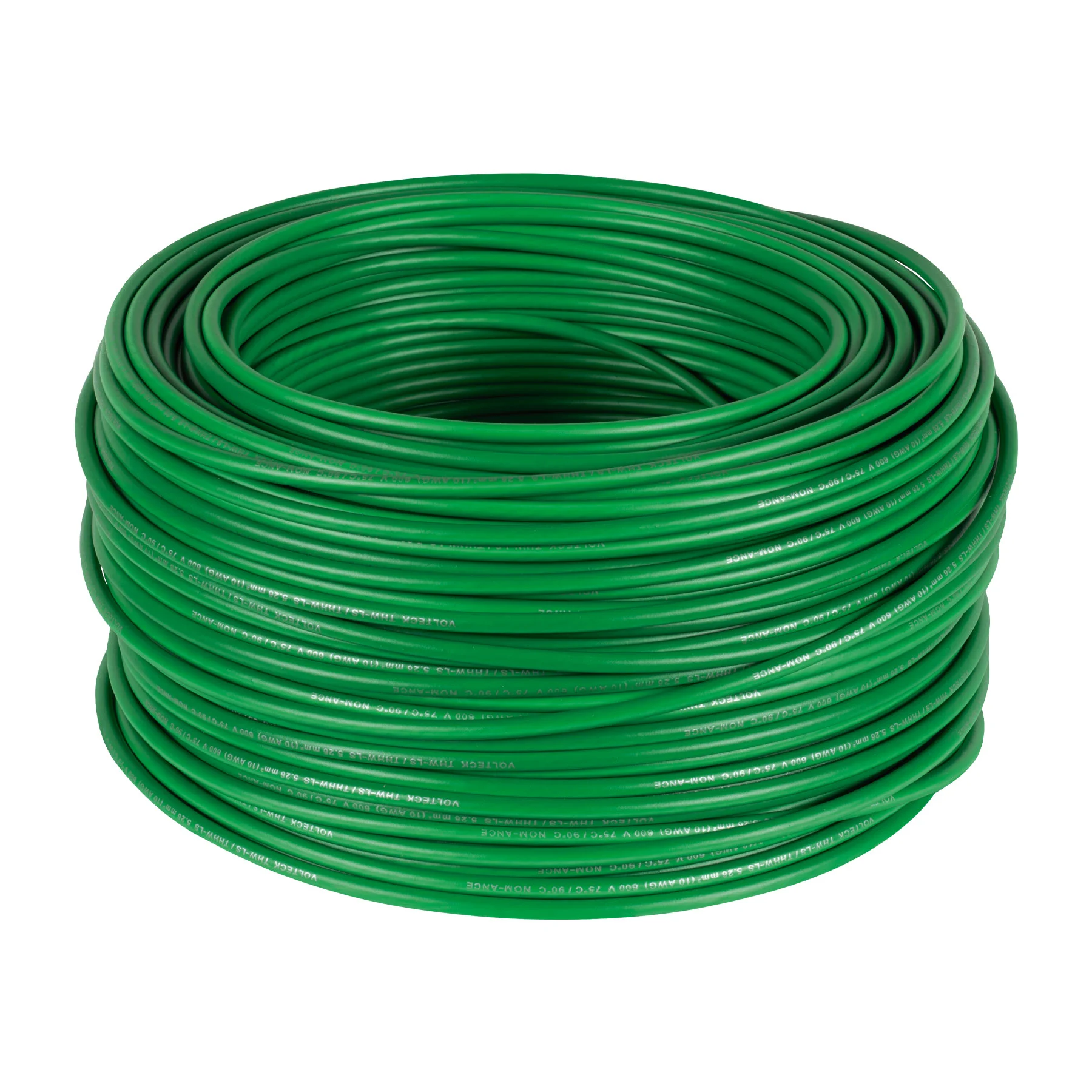 Rollo de 100 m de cable THHW-LS 10 AWG verde, VOLTECK