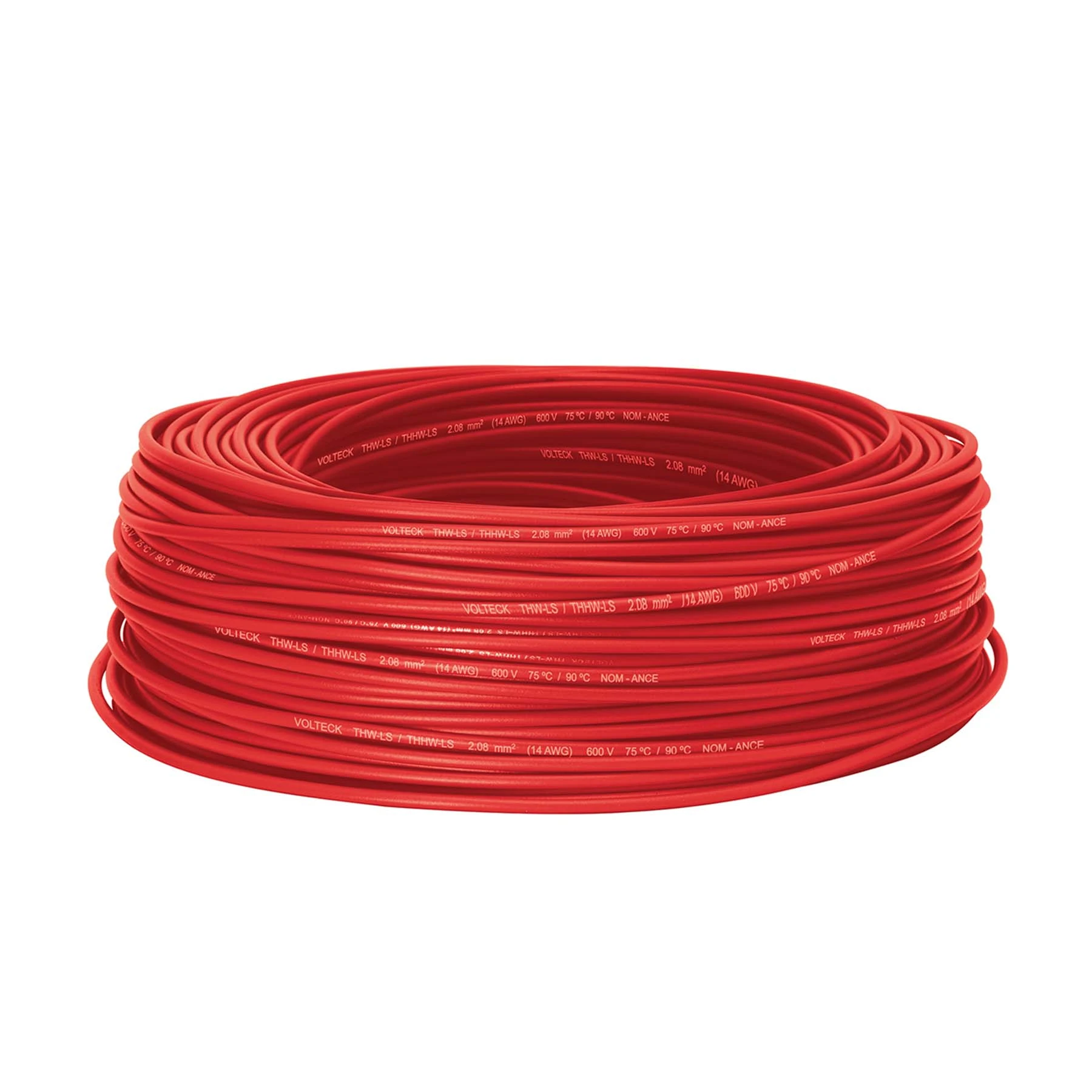 Rollo de 100 m de cable THHW-LS 14 AWG rojo, VOLTECK