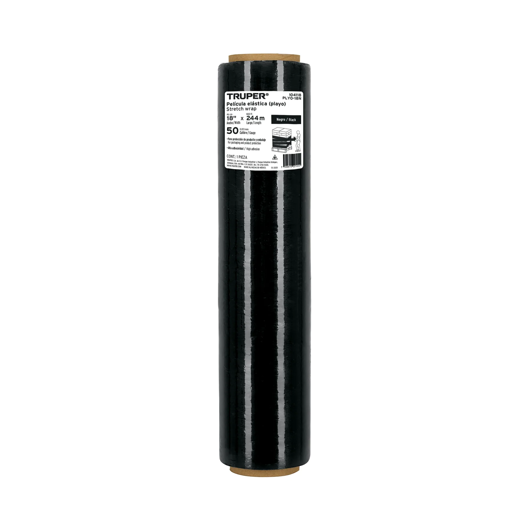 Rollo de 244m película plástica negra playo, 18', cal 50