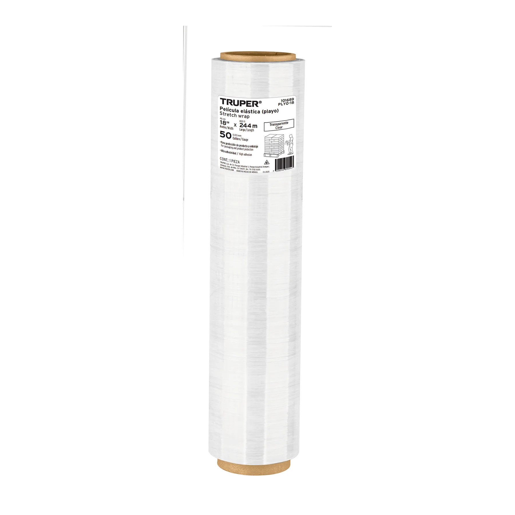 Rollo de 244m película plástica transparente playo 18' cal50