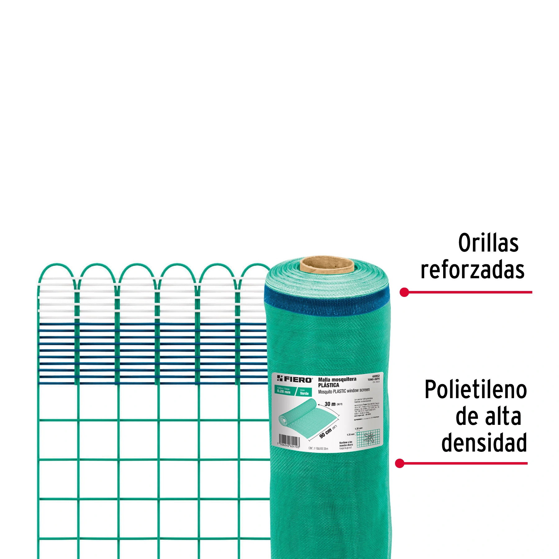 Rollo de 30 m x 0.9 m de malla mosquitera plástica verde