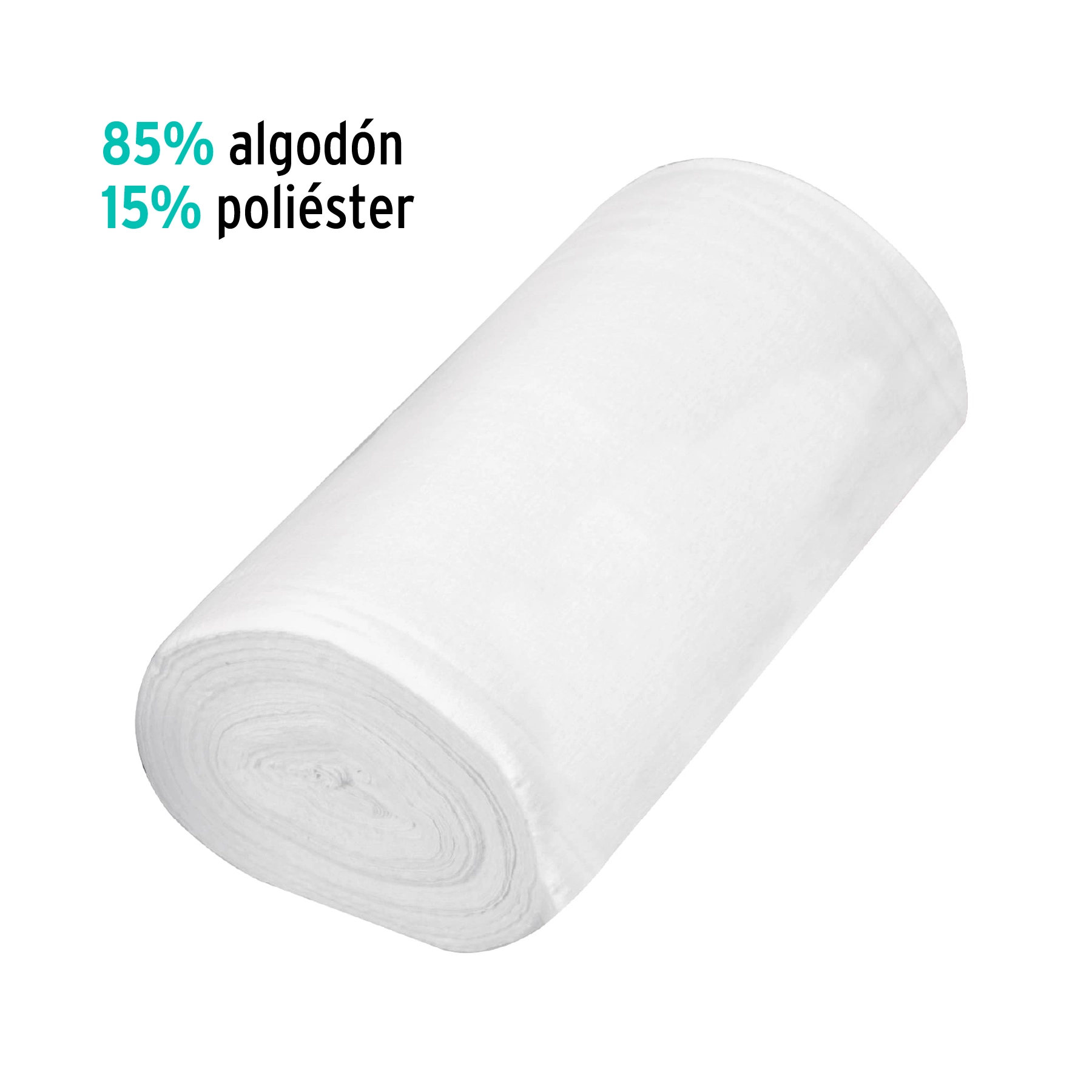 Rollo de 50 m de franela blanca de algodón, KLINTEK