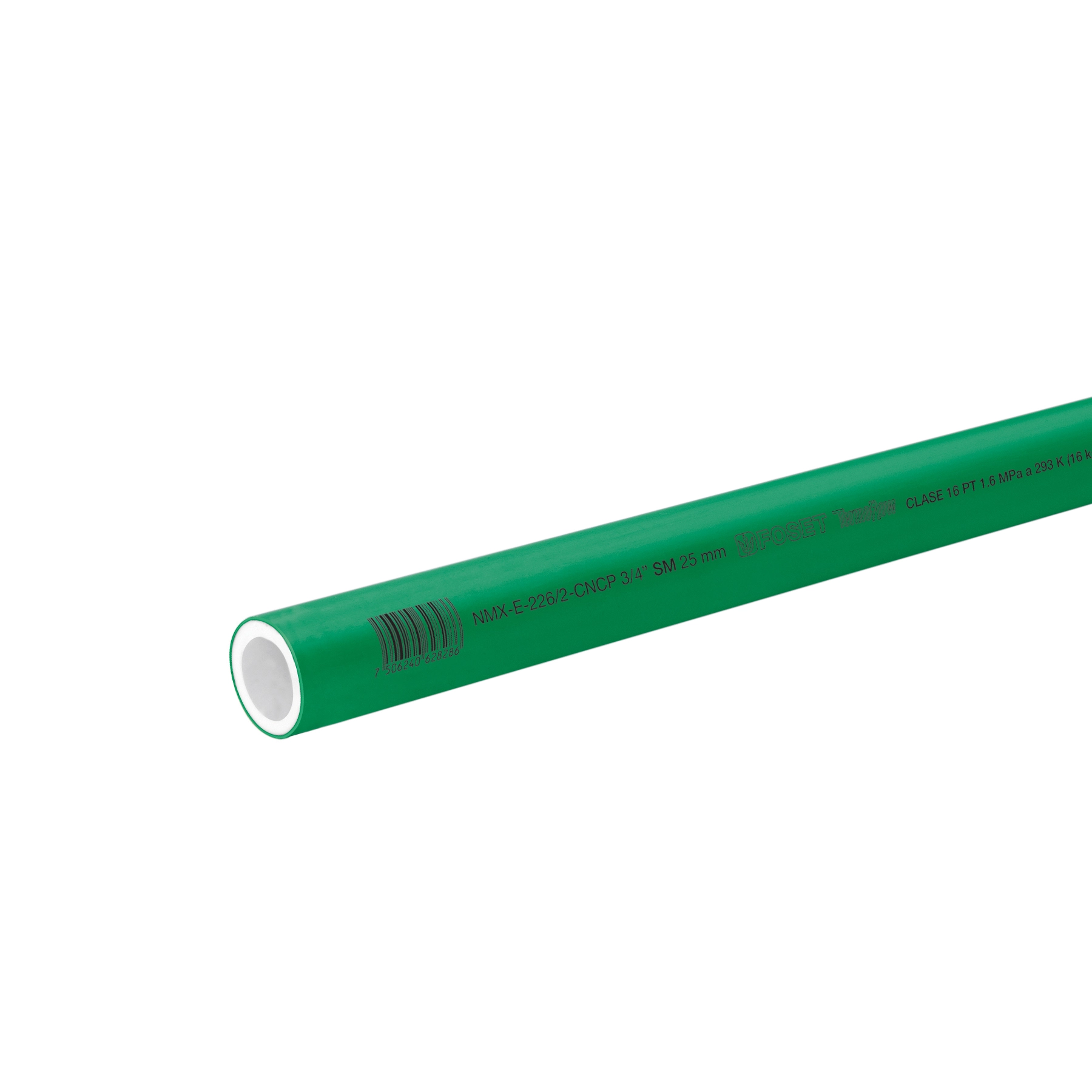 Tubo de 25mm (3/4') PPR hidráulico, 4m, 0.9kg, FOSET